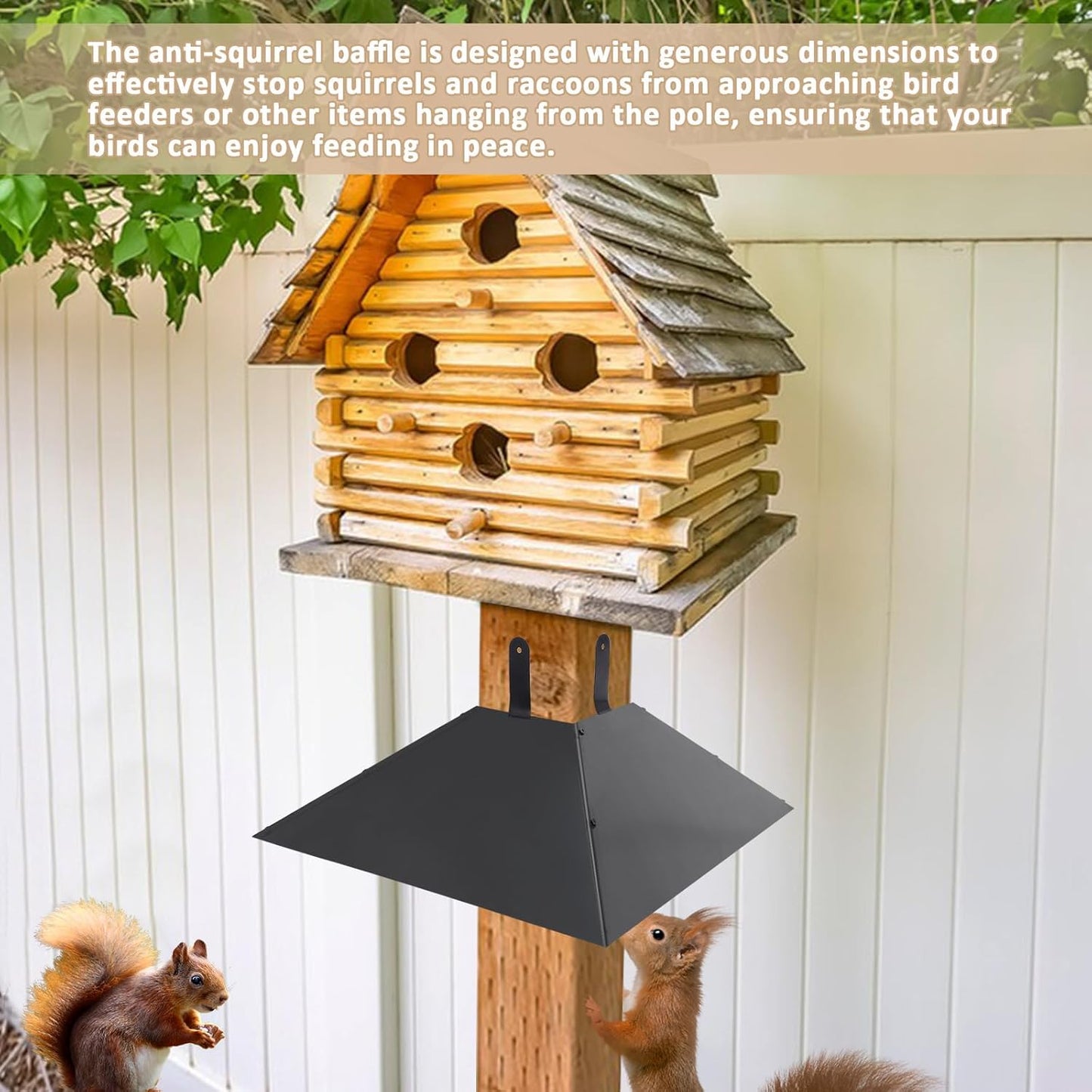 Squirrel Baffle for 4x4 Post, Metal Baffle for Bird Feeder Pole, Outdoor Squirrel Guard Proofing, Black 1 Pack
