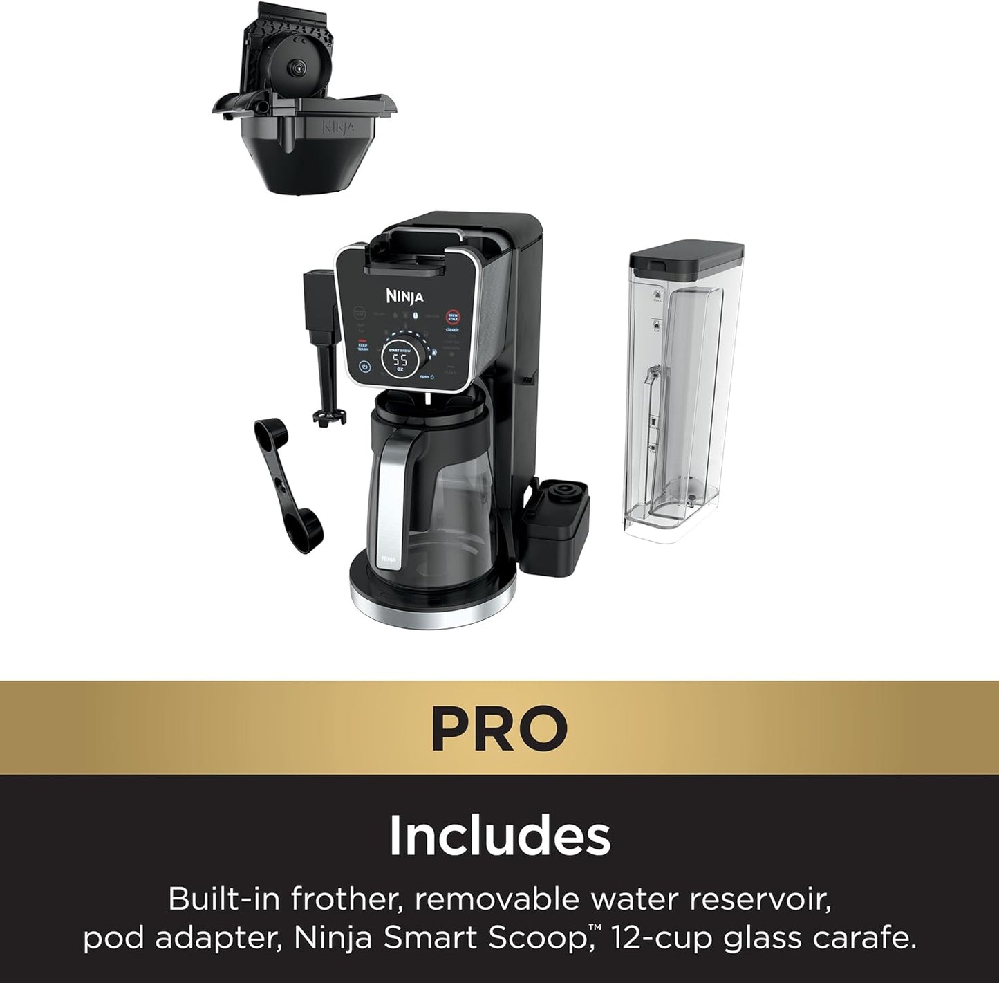 Ninja Drip Coffee Maker With K Cup Combo, DualBrew Pro Specialty Coffee System, Coffee Machine Compatible with K-Cup Pods, 12 Cup Single Serve Coffee Makers with Paper Filter, CFP301