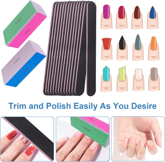Nail File and Buffer Set, 4 Way Nail Buffers Shine Kit Professional Na