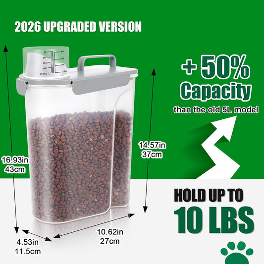 TBMax 10 lbs Cat Dog Food Storage Container, 2026 Upgraded Large Pouri