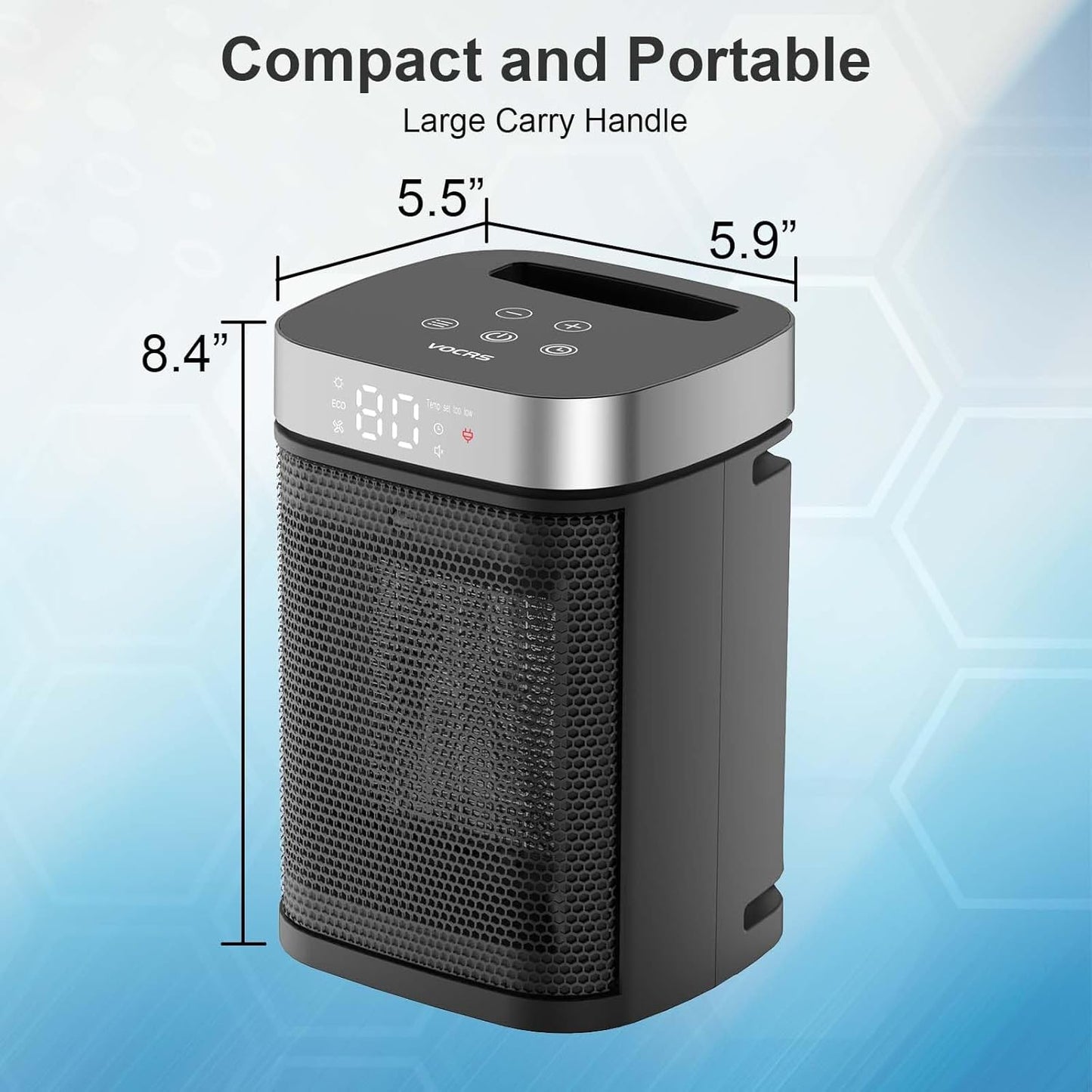 Small Portable Space Heater for Indoor Use - VOCRS 1500W PTC Electric
