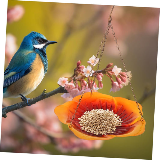 Milisten Pigeon Hanging Bird Feeder Metal Outdoor Bird Food Container Flower Shape for Garden Decoration Easy to Hang