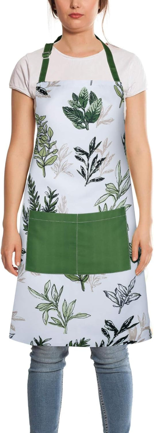 RosieLily Herb Aprons for Women with Pockets Floral Apron Green Apron