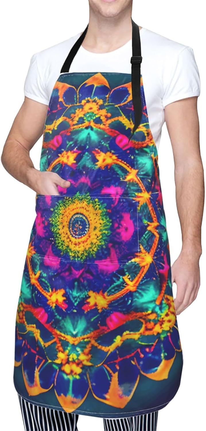YANYU Mandala pattern Print 28x33 In Kitchen Apron Stylish Chef Apron