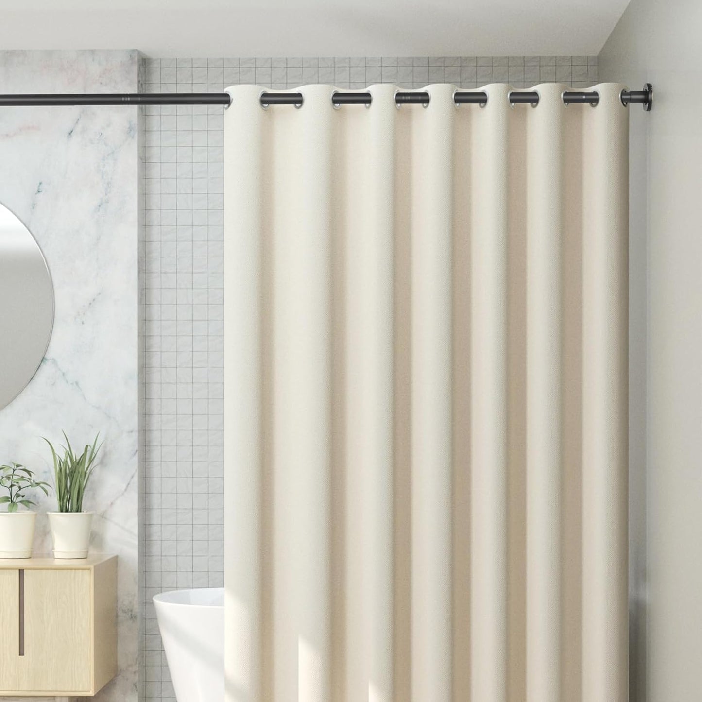 Black Shower Curtain Rod 31 to 80 Inch,1 Inch Diameter Adjustable Spring Tension Stainless Steel Telescoping Rod,Easy Install,No Rust