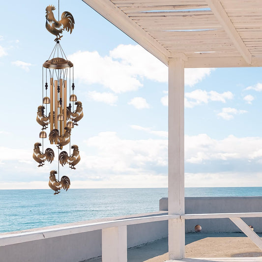 Bronze Chickens Wind Chimes for Home, Garden, Balconies, Rooms, Patio,