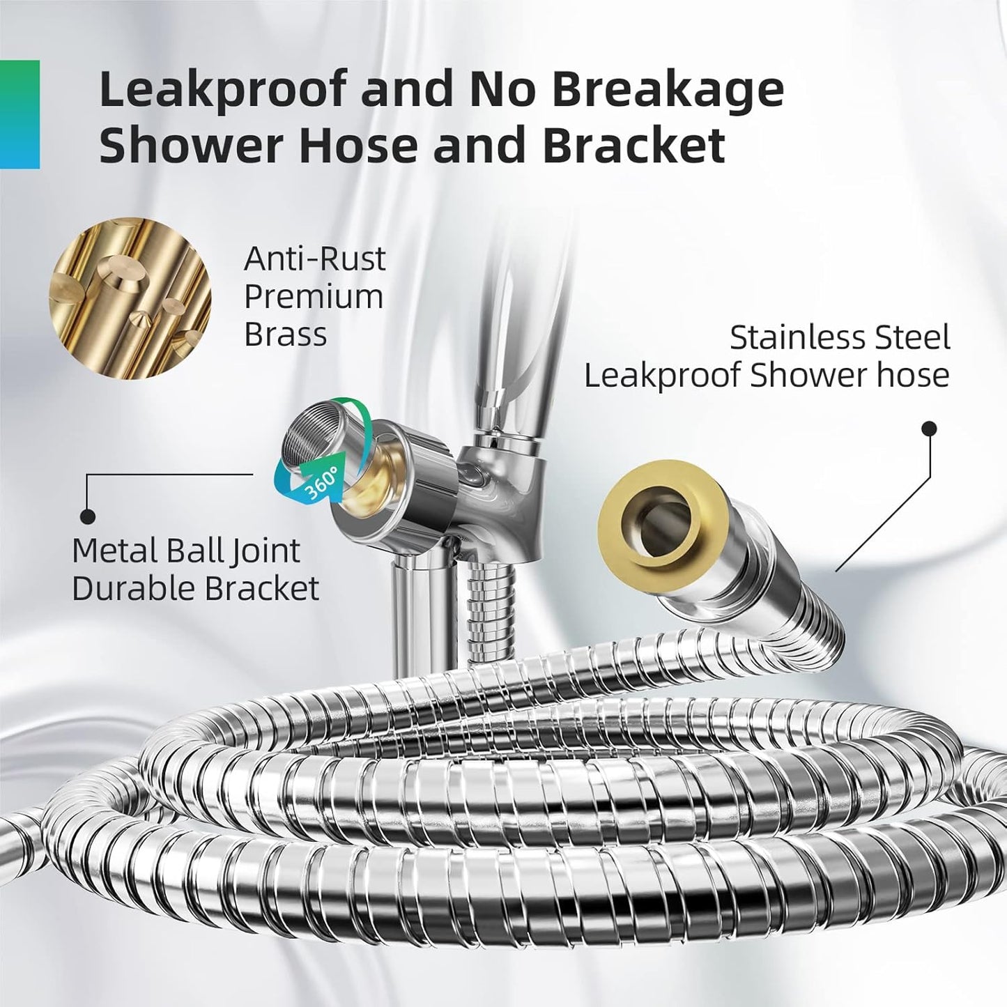 Shower Head,10 Functions High Pressure shower head with handheld, Built-in Pause Mode & Power Wash, Non-Clogging Nozzles High Flow Hand Held Shower Head, Leakproof 6ft Hose&Adjustable Bracket