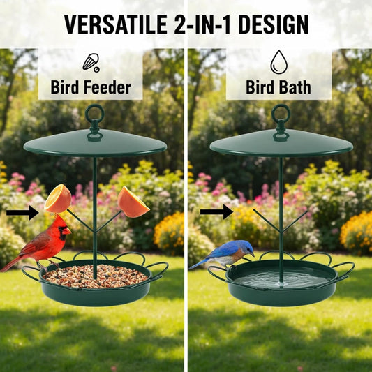 Outdoor Squirrel-Proof Bird Feeder, Hanging Metal, Large Capacity, Bite-Resistant and Weatherproof, Attracts Wild Birds