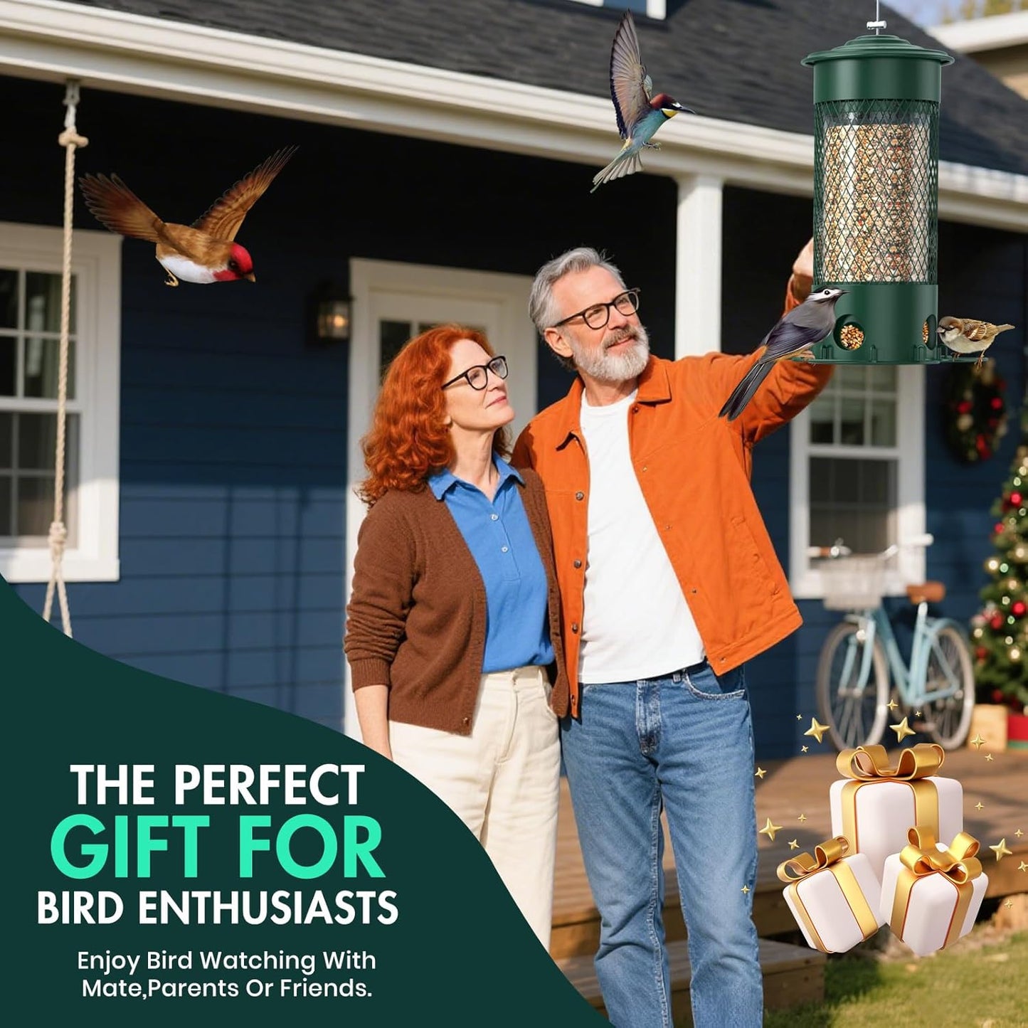 Metal Squirrel Proof Bird Feeders for Outdoors Hanging,Weight-Activate