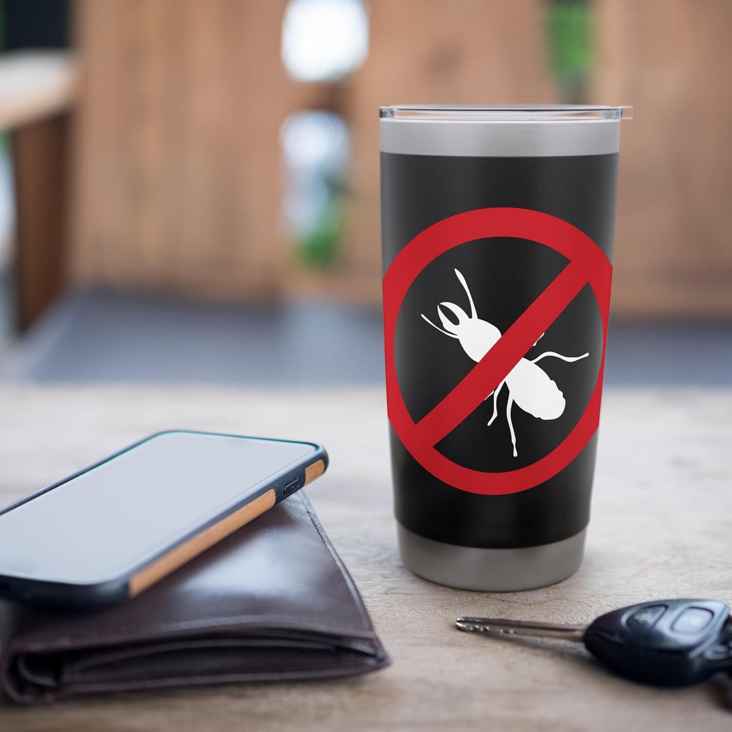 Pest Control Earwig Sign Gag Halloween Gift No Bugs Allowed Stainless Steel Insulated Tumbler