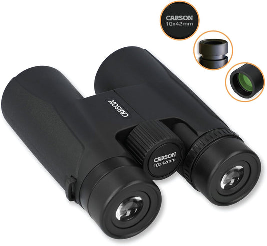 Carson Makalu 10x42mm Lightweight and Portable Full Sized Roof Prism Binoculars for Hunting, Bird Watching, Sporting Events, Sightseeing and Travel - Great for Kids and Adults, Black (MK-042)