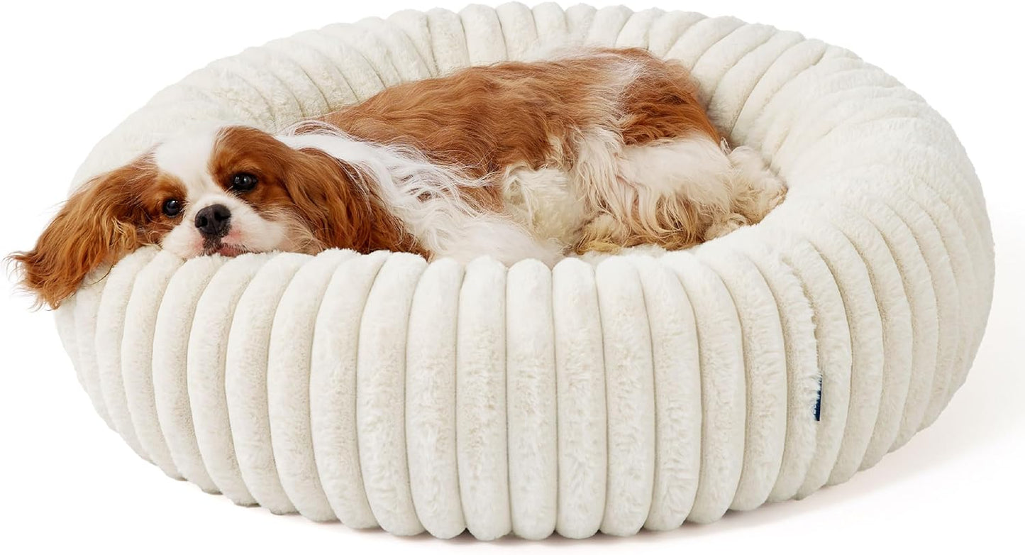 Bedsure ComfyFleece™ Donut Medium Dog Bed - Washable Faux Fur with Cor