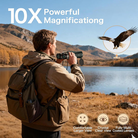 10x42 HD Binoculars for Adults, High Powered Binoculars with BAK4 Pris