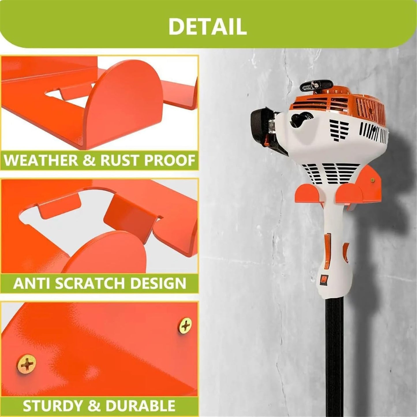 Trimmer Rack Wall Mount Heavy Duty Weedeater Hanger Compatible with Stihl Kombi Attachments, Garden Power Tool Holder Organizer Hangers for Grass Trimmer, Hedge Trimmer, Garage Wall 1 Pack