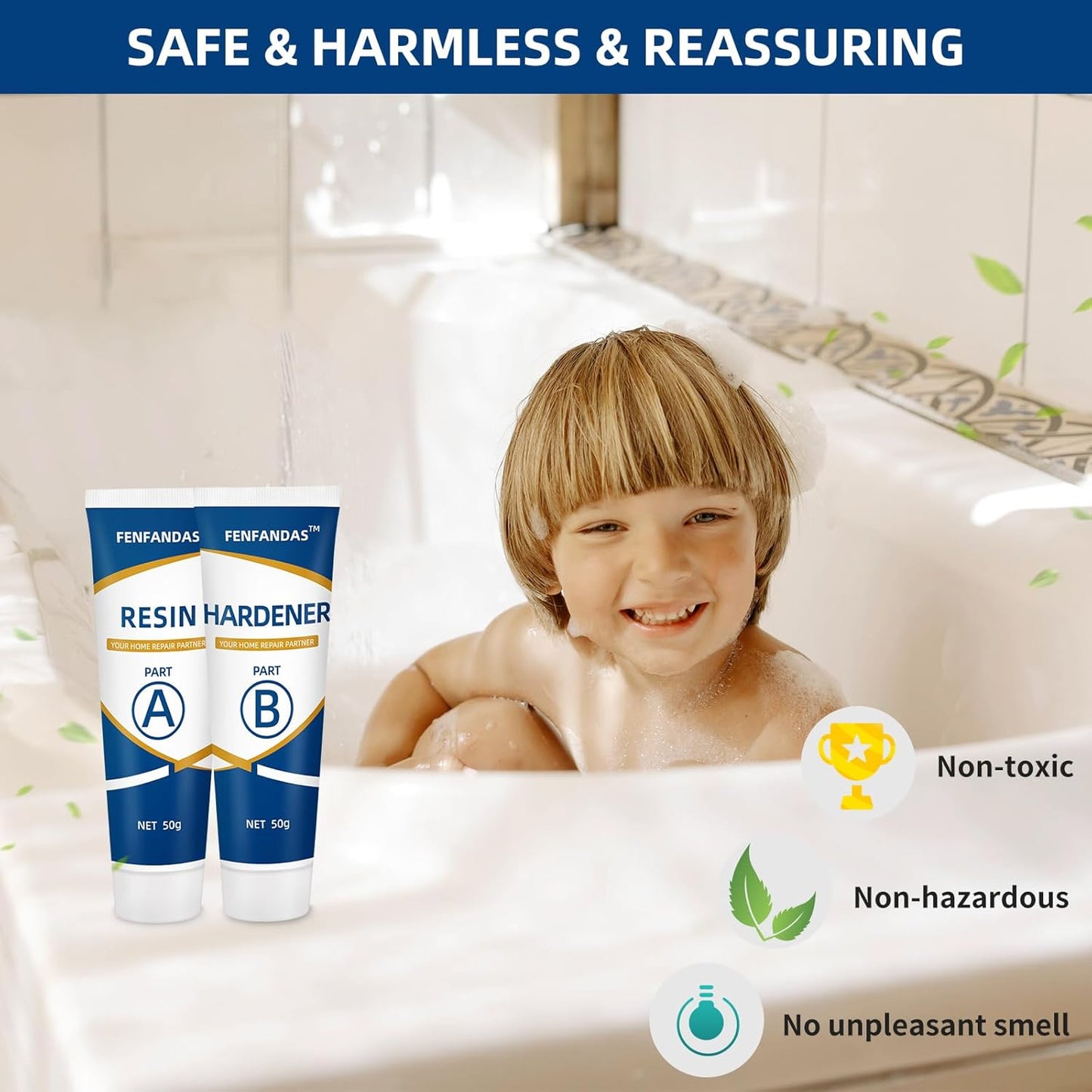 Tub and Shower Repair Kit White, Fiberglass Tub and Porcelain Repair Kit, Acrylic, Enamel, Ceramics Tile Toilet and Sink Repair Kit, Repair cracks, fragments, holes and pits, Bathtub Repair Kit White