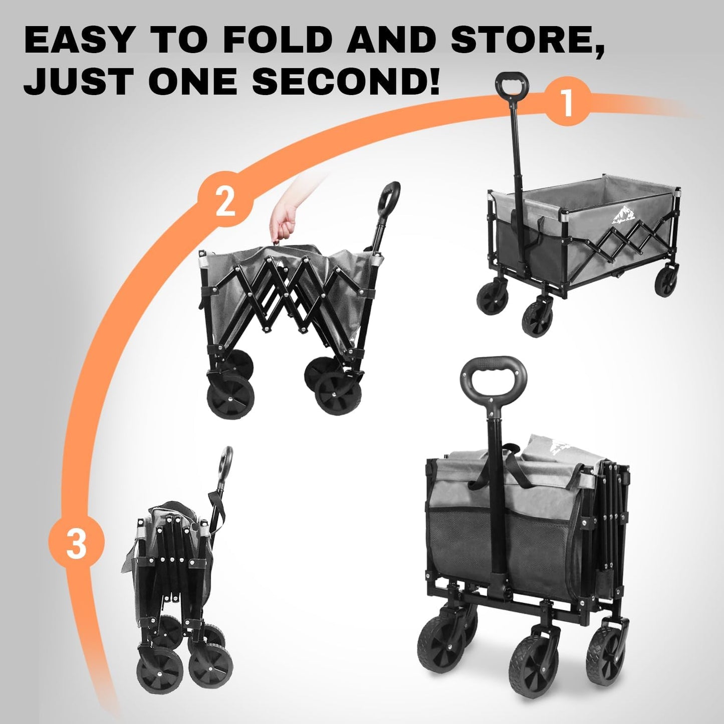 Collapsible Wagon 352LBS Capacity, Foldable Large Wagons Carts, Heavy