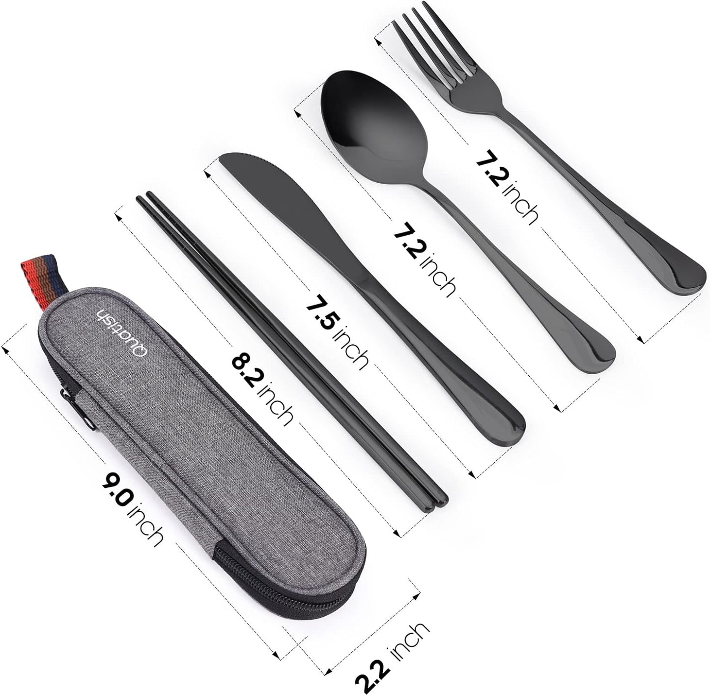 Travel Utensils with Case, Quatish Portable Silverware Set for Work, S