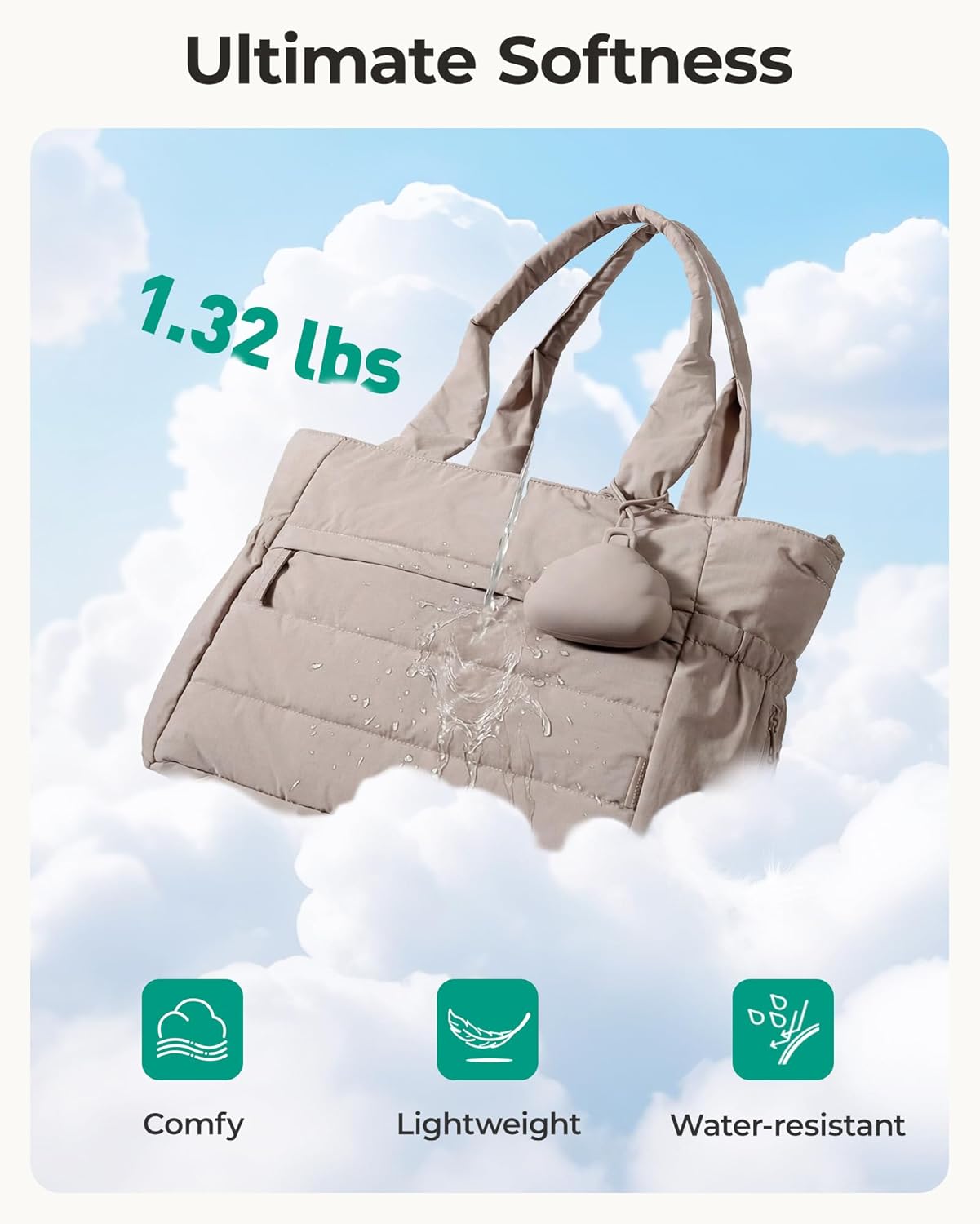 BAGSMART Diaper Bag Tote, Hospital Bag for Labor Delivery, Puffy Mater