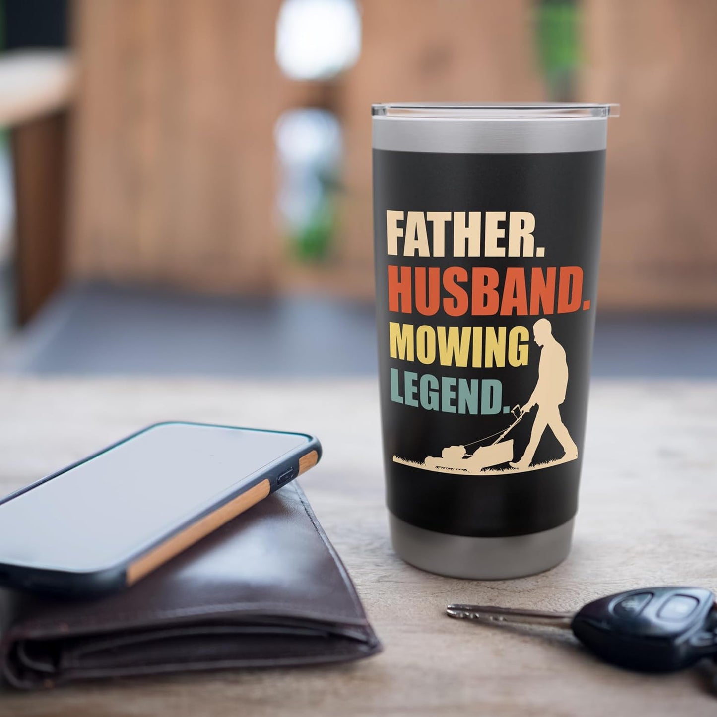 Lawn Mower Novelty For Father Dad Men Lawn Care Lawn Mowing Stainless Steel Insulated Tumbler