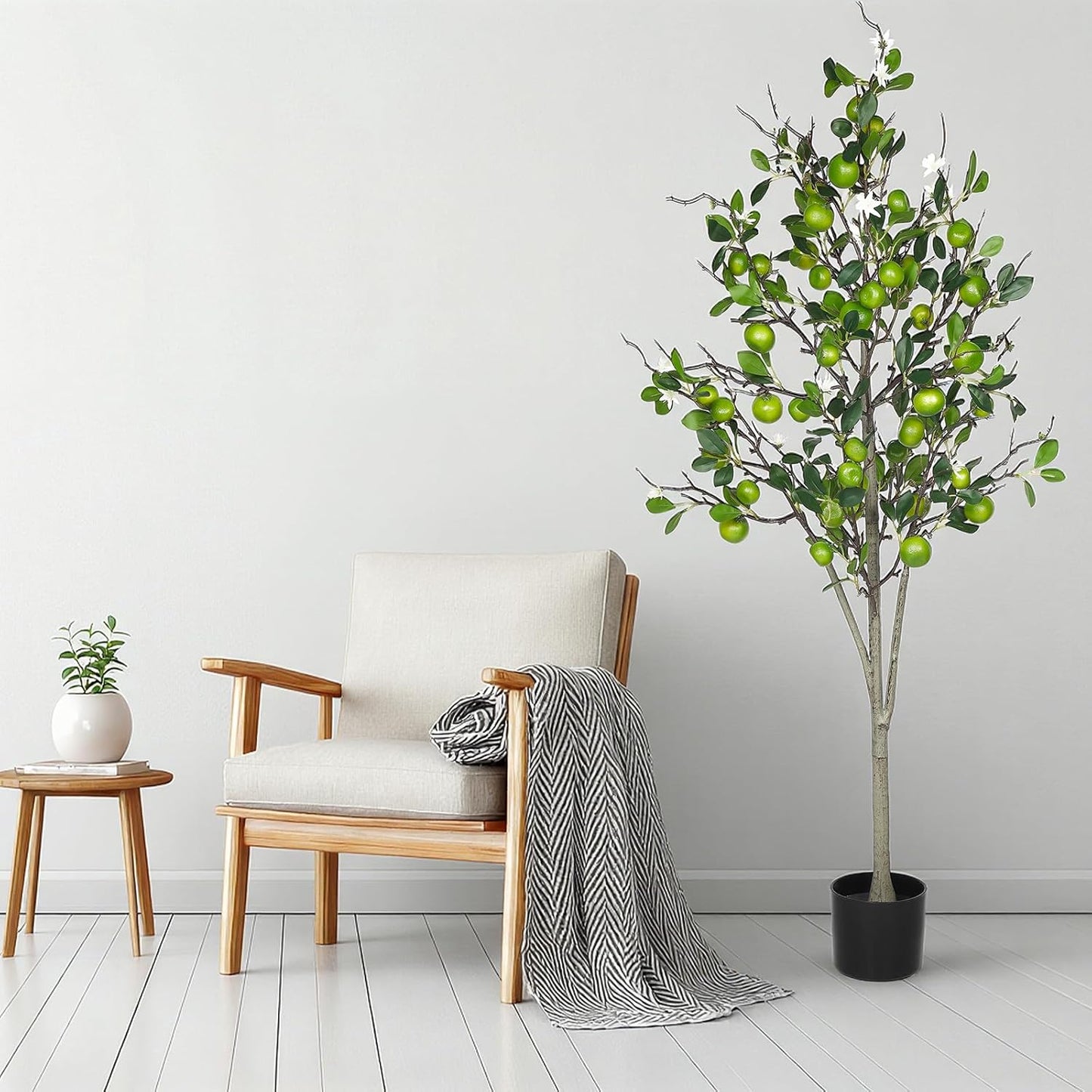 2 Pack Artificial Orange Tree with Realistic Leaves and Natural Trunk Faux Tree with Silk Leaves for Porch Home Office Farmhouse Indoor Outdoor Housewarming Gift