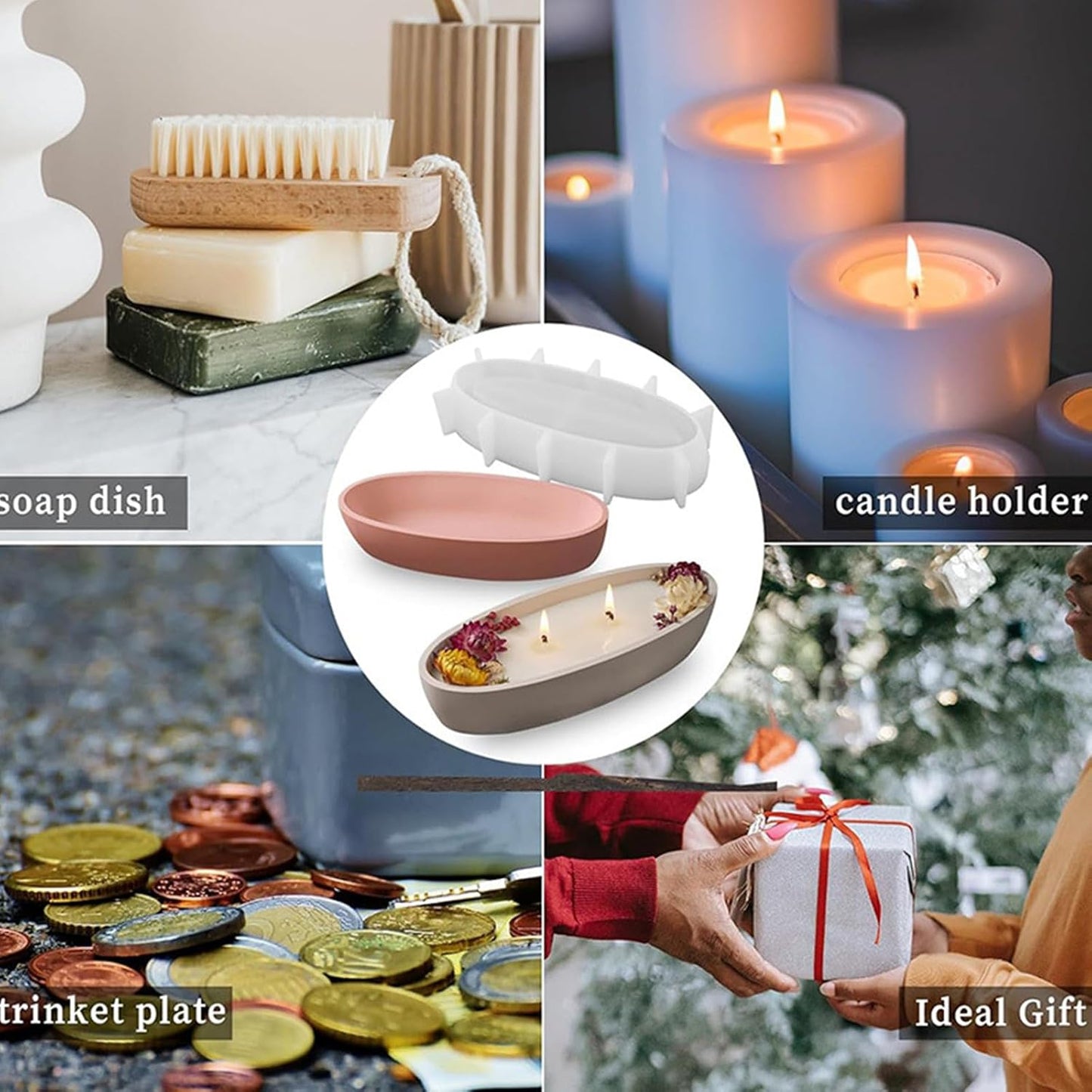 Boat Shaped Concrete Storage Bowl Silicone Mold Succulent Flower Pot Planter Vase Plaster Mold Cement Gypsum Candle Vessel Boat Ornament Moulds