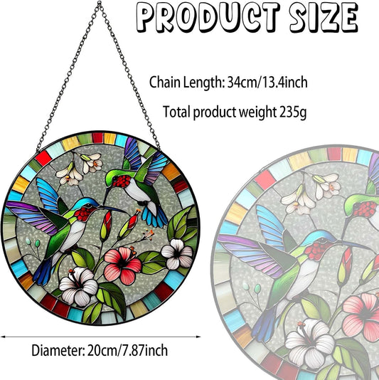 Hummingbird Sun Catcher Stained Glass Window Hanging Hummingbird Decor Gifts Bird Suncatcher for Window Decor Handmade Sun Catcher Decoration for Garden Home Housewarming Gifts