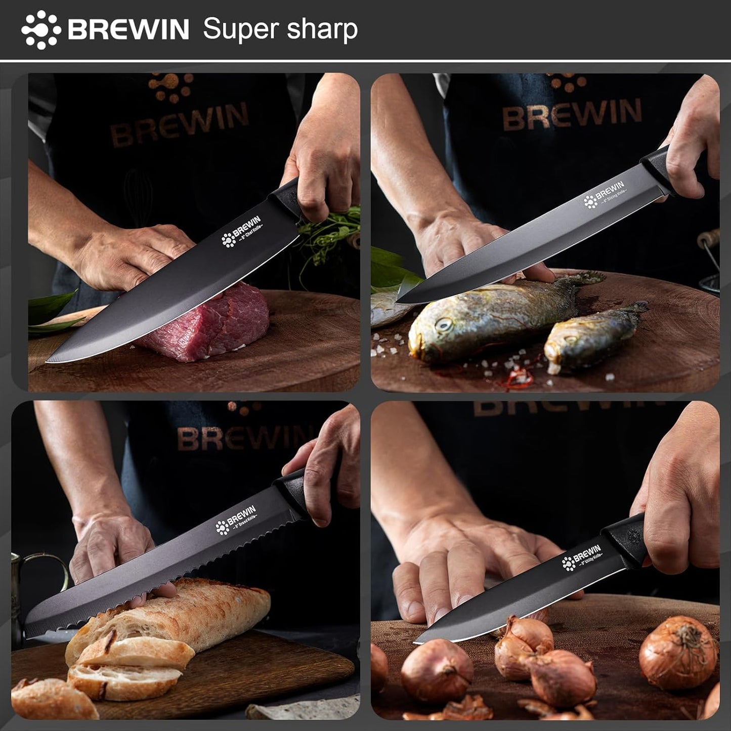 Knife Set, Brewin Kitchen Knife Set, Knives Set for Kitchen, Universal