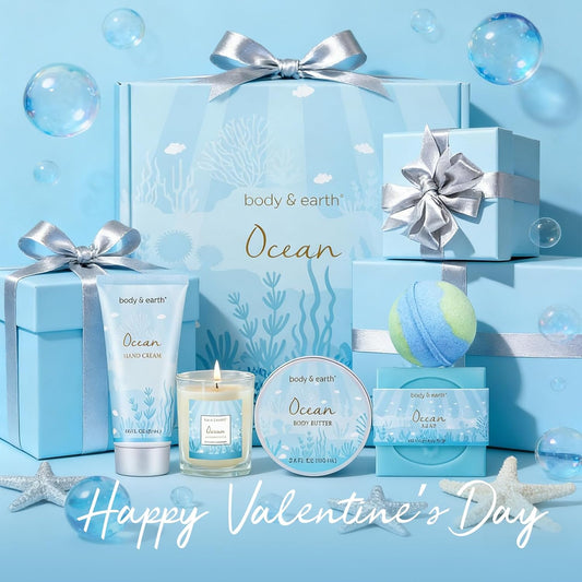 Gifts for Women, Bath and Body Womens Gift Sets with 5 Pcs Ocean Scent