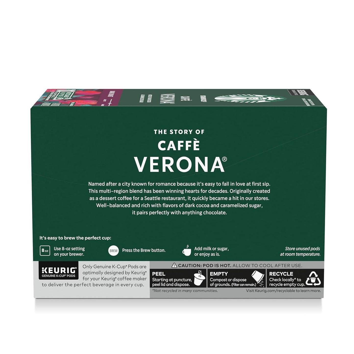 Starbucks K-Cup Coffee Pods, Dark Roast, Caffè Verona for Keurig Brewers, 100% Arabica, 1 Box (40 Pods)