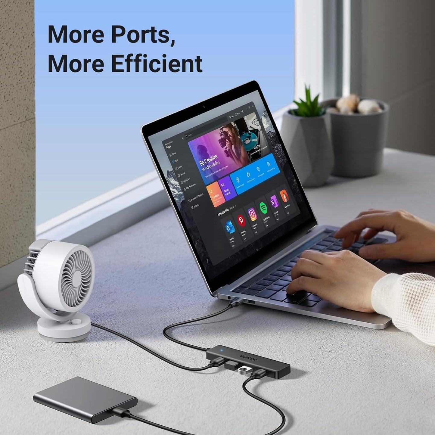 UGREEN USB 3.0 Hub, 4 Ports USB A Splitter Ultra-Slim USB Expander for