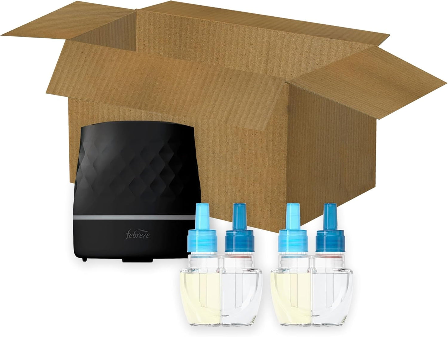 Febreze PLUG Scent Booster Starter Kit, Black, Oil Diffuser, Air Freshener Plug In, Continuous Scent Device + 2 Ocean Refills