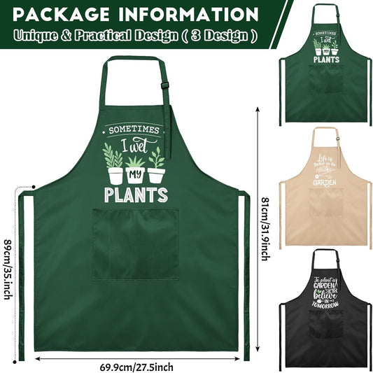 3 Pcs Funny Gardening Aprons for Women Waterproof Garden Apron with Pockets Floral Aprons for Gardener Plant Lover Gifts for Mom Grandma Wife Mother's Day Birthday Housewarming