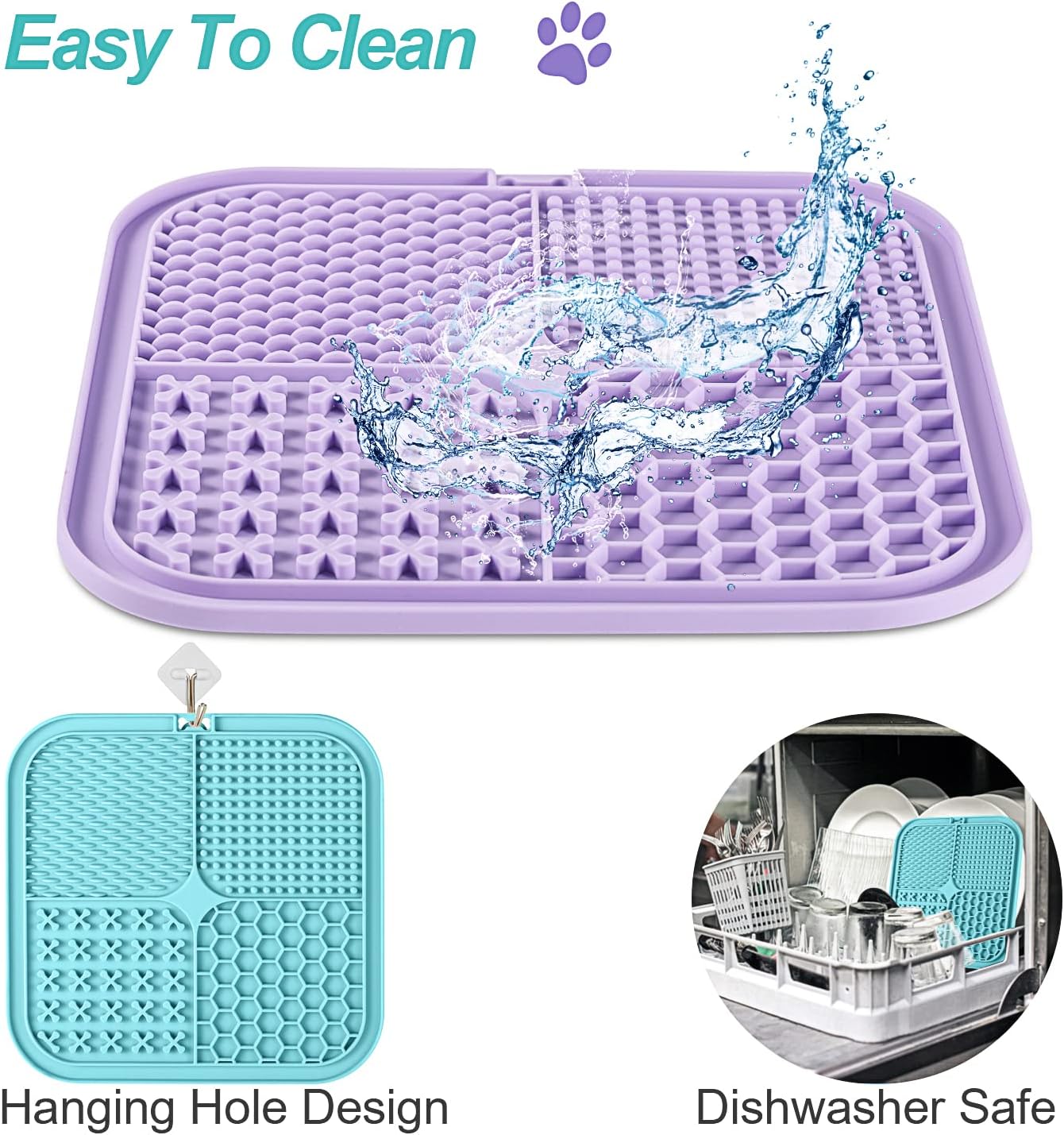 LUKITO Lick Mat for Dogs & Cats 2 Pack with Suction Cups, Dog Lick Mat