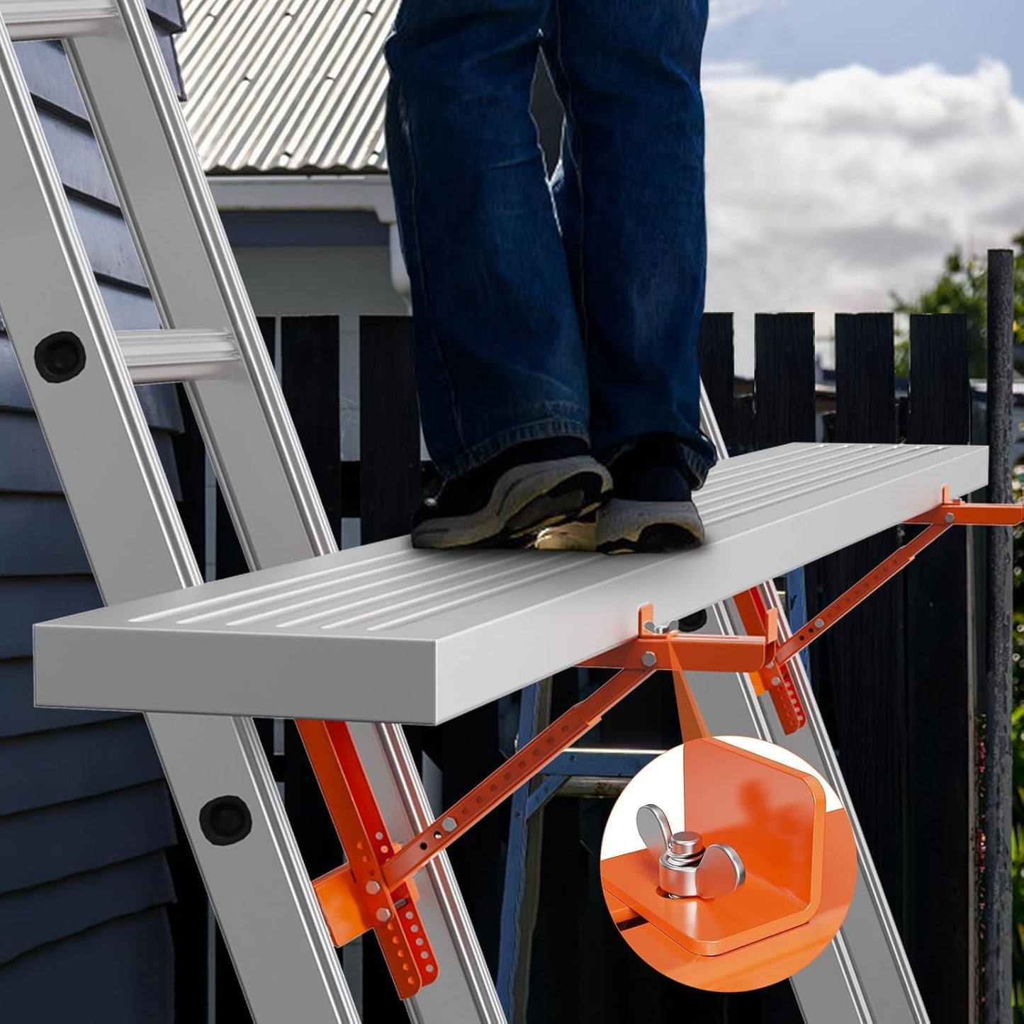 2 Pack Ladder Jacks for Scaffolding Platform Heavy Duty Steel Ladder J