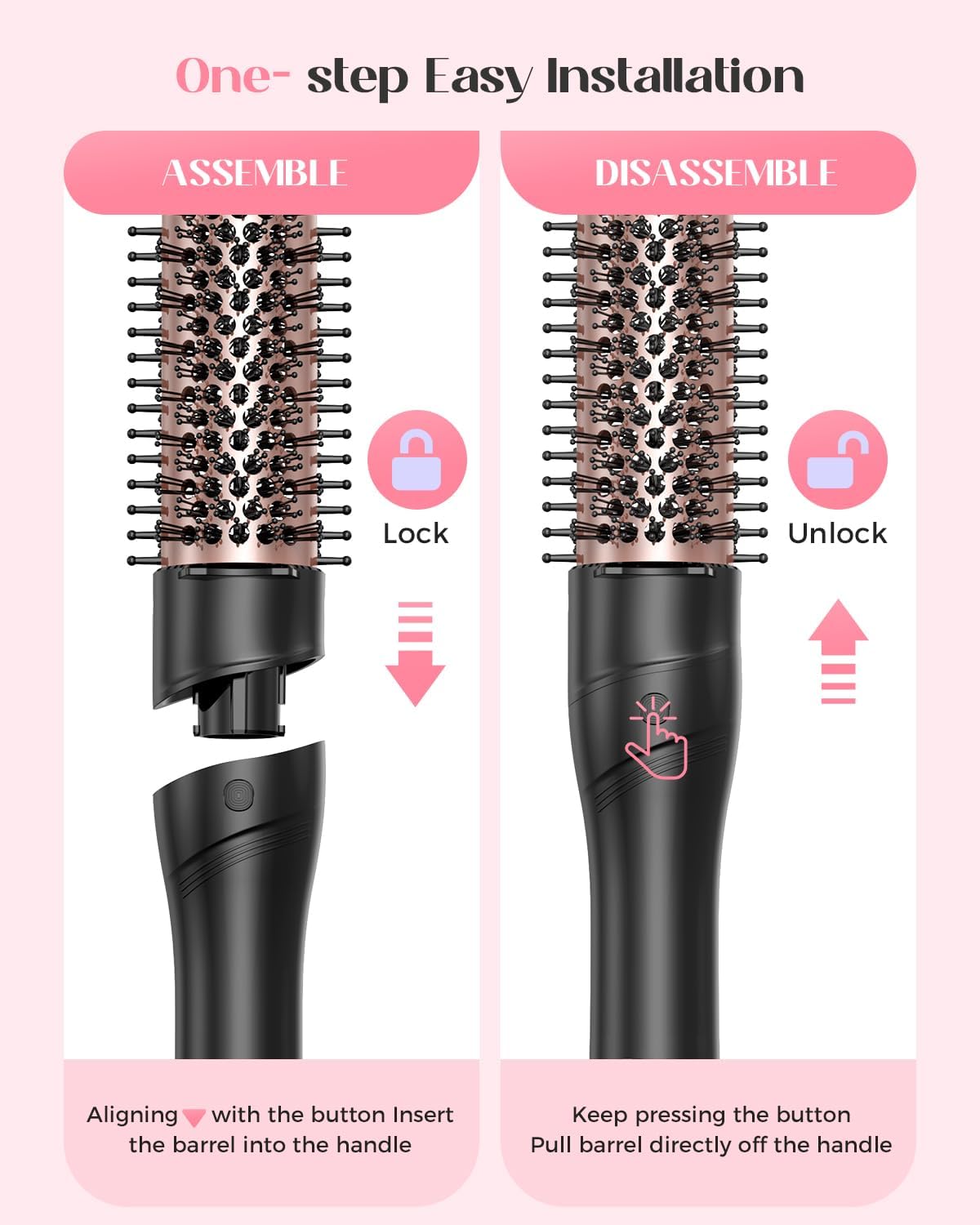 5 in 1 Curling Iron with Thermal Brush and 4 Interchangeable Ceramic B