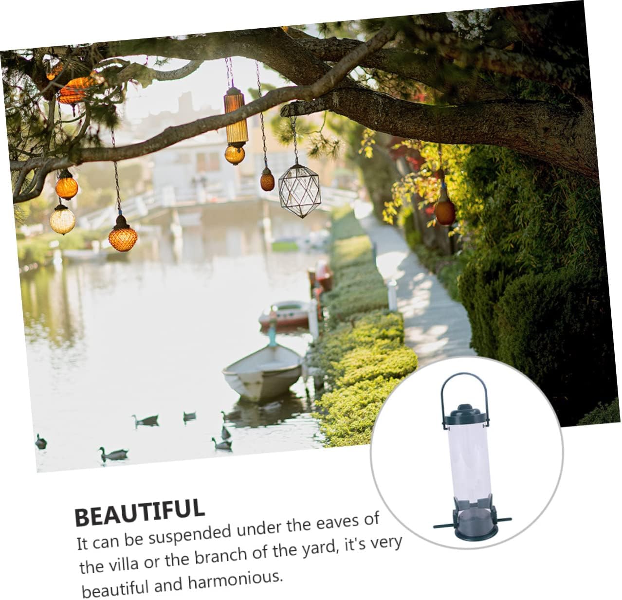 Milisten 2pcs Hanging Bird Feeder Outdoor Garden Decoration Plastic Bi