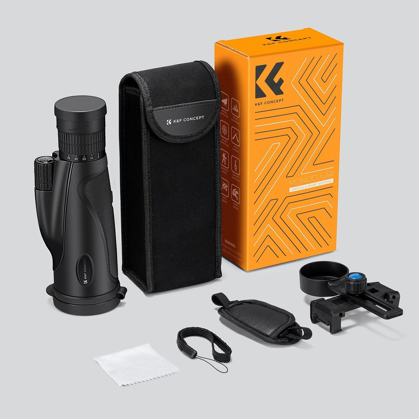 K&F Concept 8-32X50 Zoom Monocular - High Power Dual Focus Prism Compact Monoculars for Kids Adults, with Phone Adapter, Low Light Night Vision, FMC Lens for Bird Watching Hunting Travel Camping Starg
