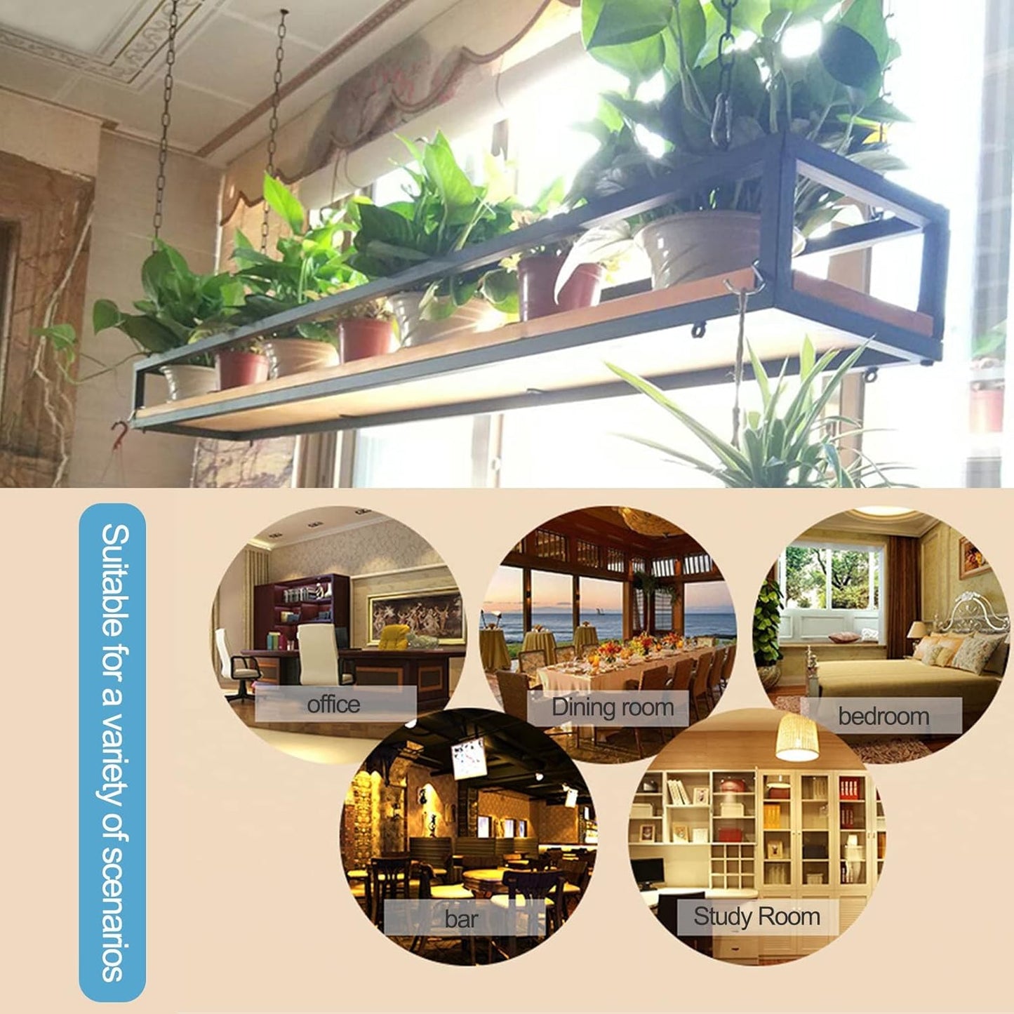 Creative Hanging Flower Pot Display Rack, Solid Wood & Iron Plant Shelf, Stylish Ceiling Railing Storage, 80x25x15cm Indoor/Outdoor Garden Decor