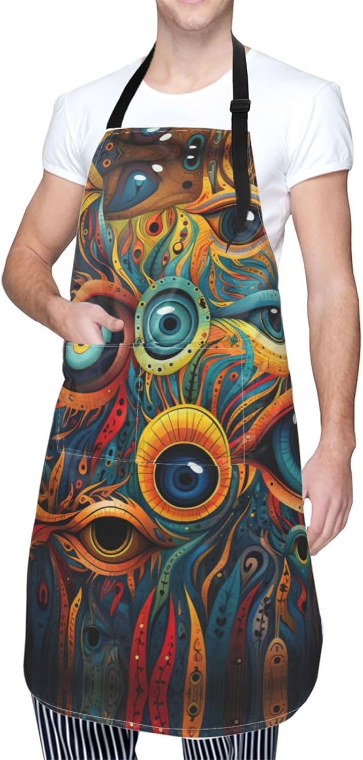 eyes 2 print Waterproof chef's apron with pocket apron for kitchen cooking baking barbecue and gardening