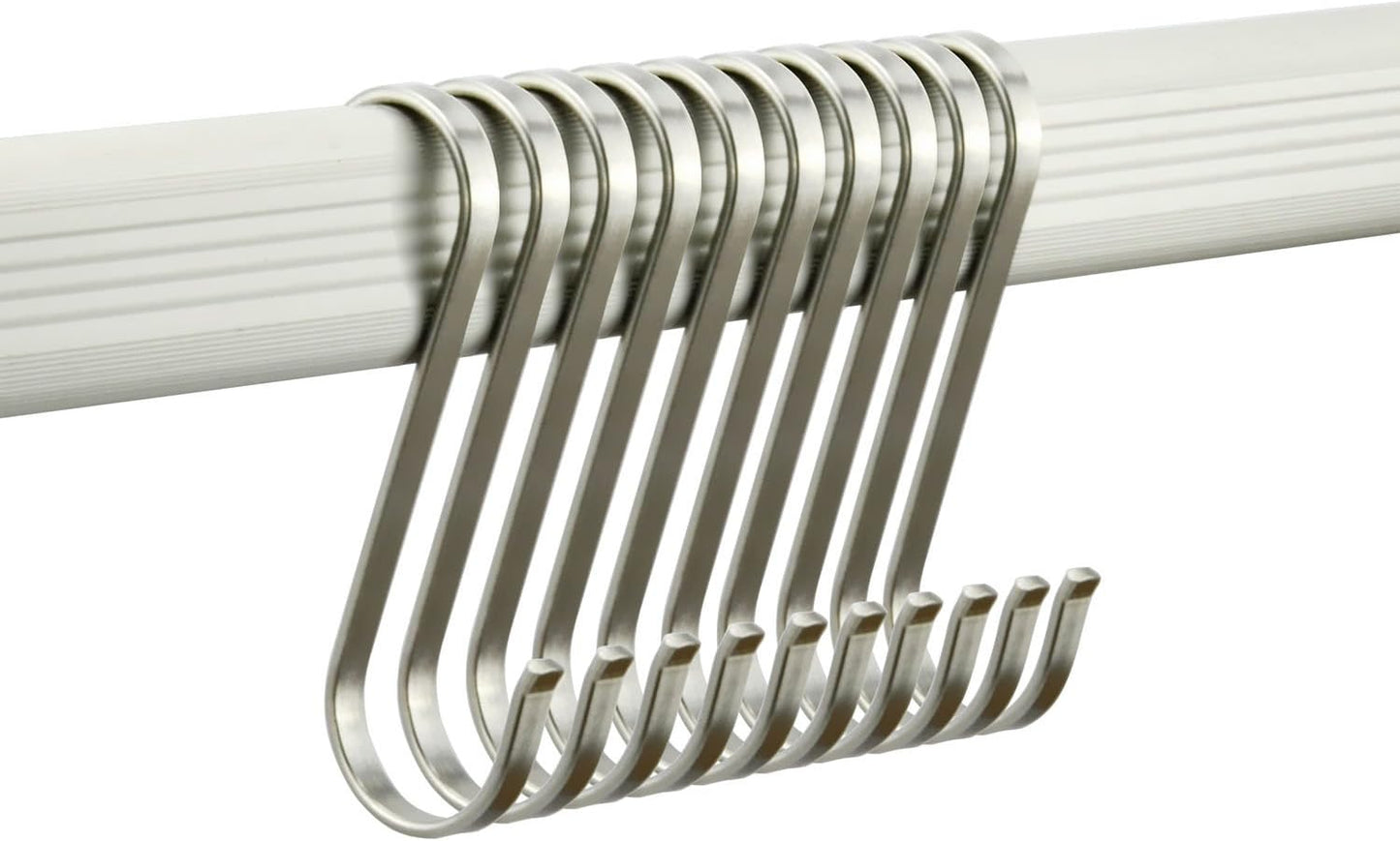 NXG 15 Pack 4.25 Inch 304 Stainless Steel S Flat Hook S Shape Durable Hanging Hooks for Kitchen, Office, Home, Garden, Workplace, Outdoor