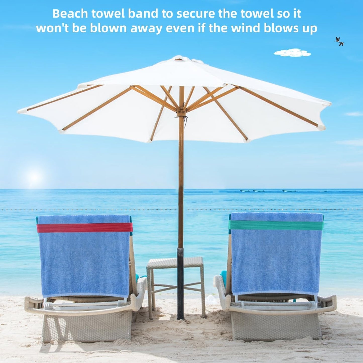 Beach Towel Bands (4 Pack), Beach Chair, Pool Chairs & Cruise Ship Essentials, Windproof Towel Clips (4 Mix)