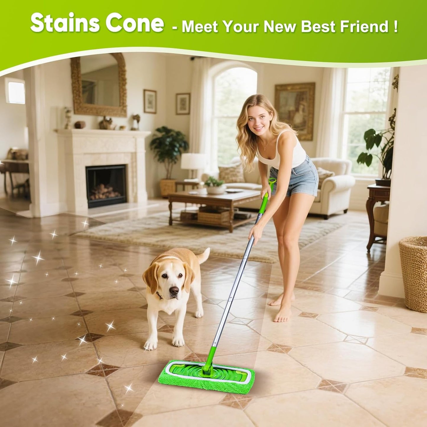 6-Pack Reusable Mop Pads Compatible with Sweeper Mop - 100% Coral Fleece Washable Refills - Microfiber Dry & Wet Sweeping Cloths for Multi-Surface/Hardwood Floor Cleaning
