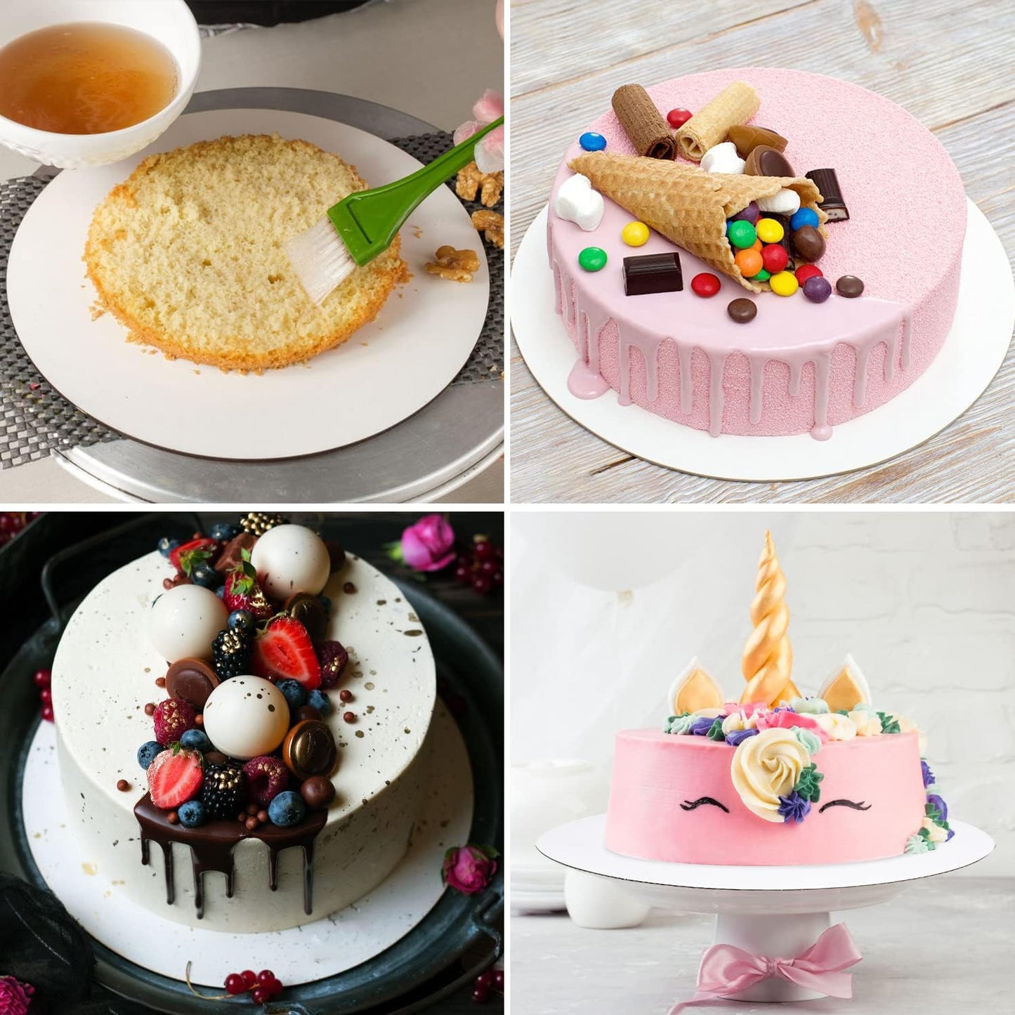 25-Packs Cake Boards 10 inch Round, White Cake Board Rounds, White Cake Circles Rounds Base Food-Grade Cardboard Cake Plate for displaying Cakes, Bread, Desserts(Thin and Sturdy)