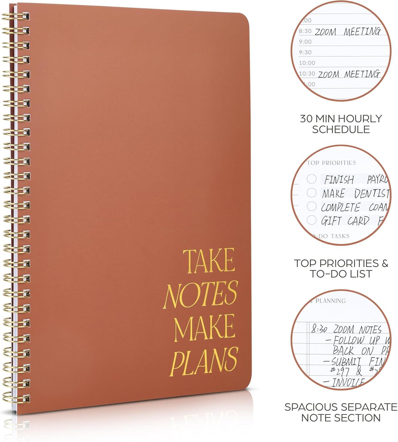 ZICOTO Beautiful Daily Planner And Notebook With Hourly Schedule - Aes