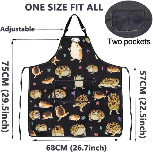 CMNIM Desert Rain Frog Apron Funny Frog Cooking Apron Frog Lover Gifts for Women Frog Gardening Aprons Frog Waterproof Aprons