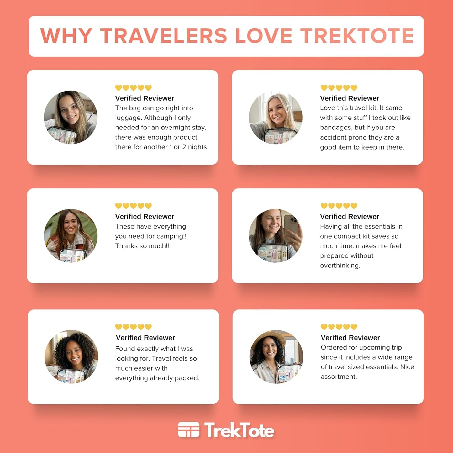 TrekTote 15 Piece Set Women’s Travel & Hygiene Kit with Clear Toiletry