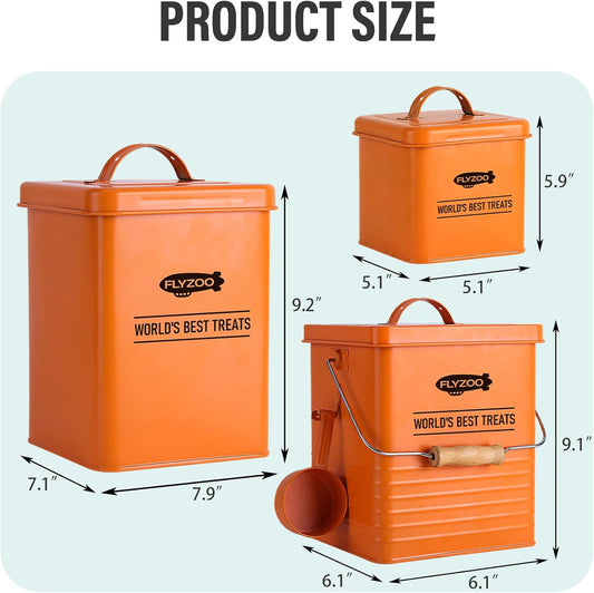 Dog and Cat Food Metal Storage Container Set, Farmhouse Pet Food Stora