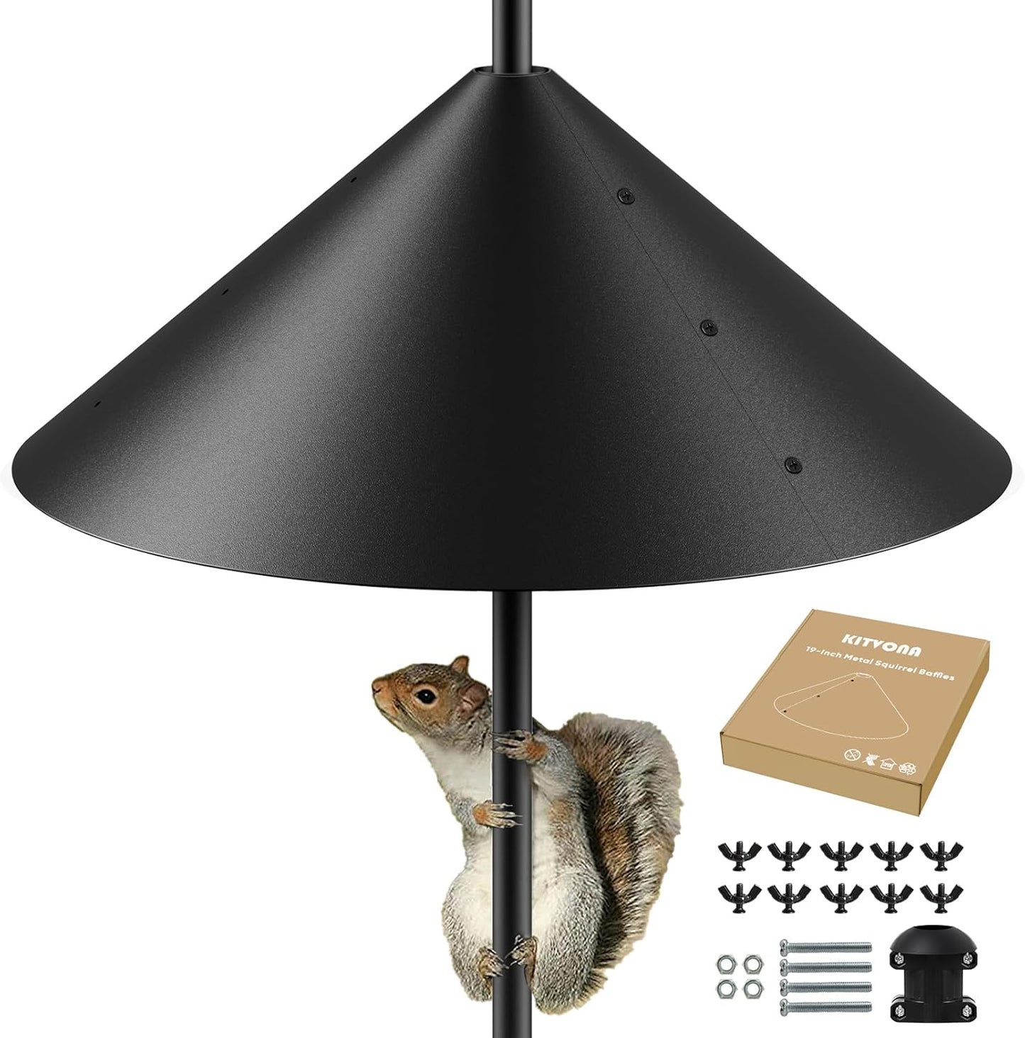 19 Inch Metal Squirrel Baffle for Bird Feeder Pole, Outdoor Squirrel Proof Bird Feeders, Bird House Guard for Shepherd’s Hook, Rust Chew Proof Heavy Duty