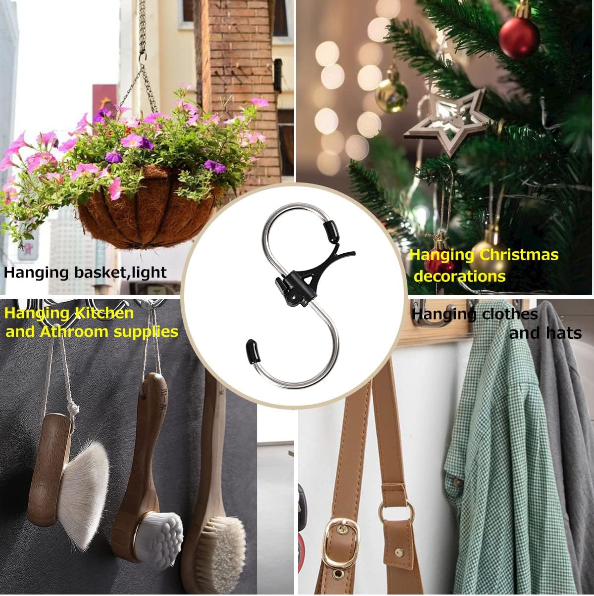 S Hooks Stainless Steel Heavy Duty S Hooks Anti Drop for Kitchen,Work Shop,Bathroom,Garden,Wardrobe,Office,Perfect Rack Hooks,Big,10Pieces