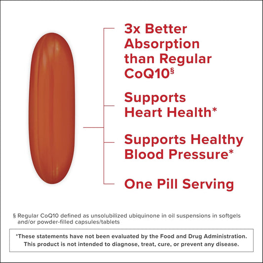 Qunol Ultra CoQ10 100mg Softgels- 3x Better Absorption, Antioxidant fo